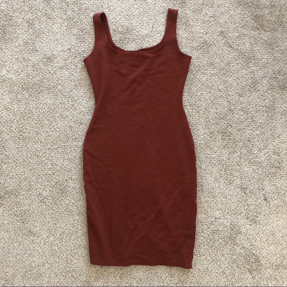 Brown Midi Bodycon Dress